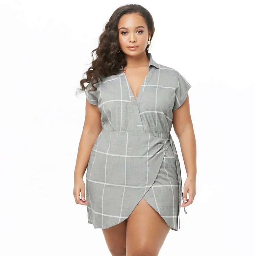 Plus Size Glen Plaid Wrap Dress
